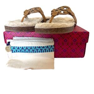 Tory Burch Tan Braided Sandals with Cushioned Footbed